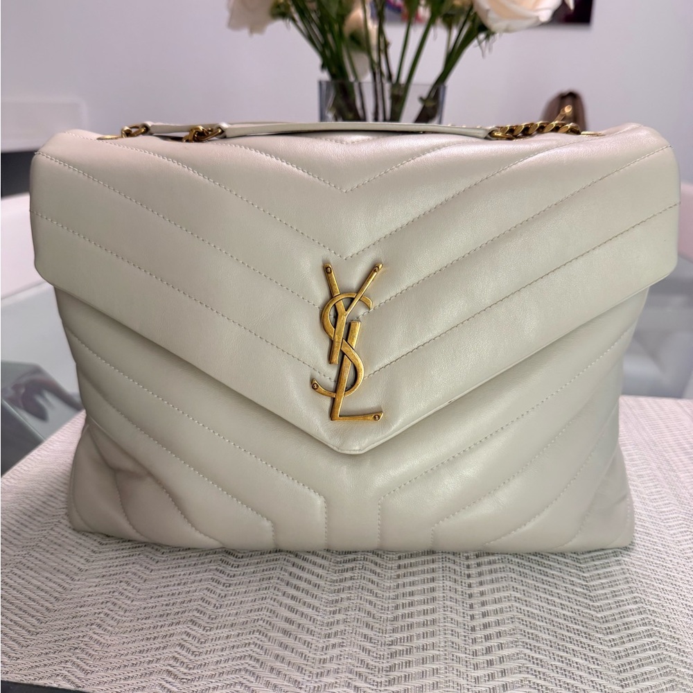 Yves Saint Laurent Ivory Quilted Shoulder Bag - Picture 2 of 6